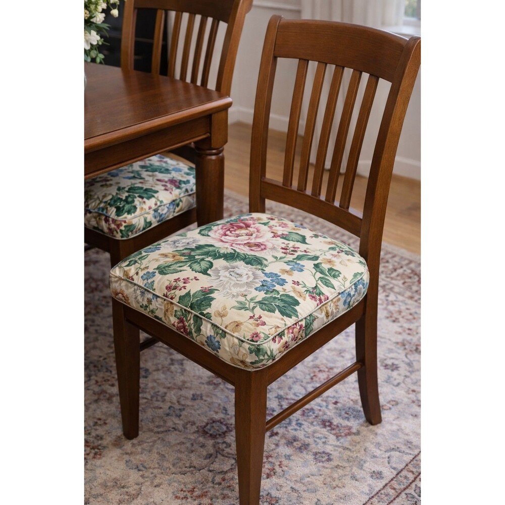 Pillow Cover Vintage Colorful Vibrant Floral Foliage Thick Fabric Set Of 2 22x22